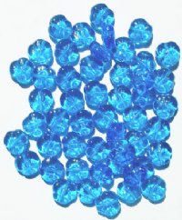 50 9mm 3 Petal Transparent Blue Pansy Flower Beads